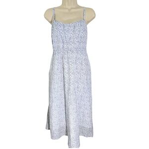 Marilyn Monroe Blue Floral Print Linen Blend Sundress Size 12 Midi Casual